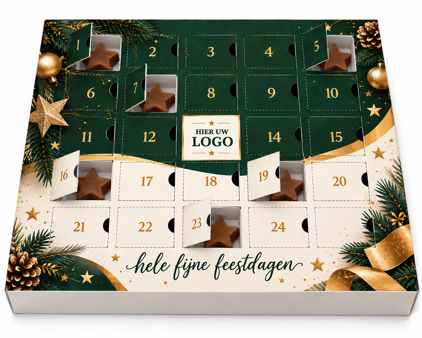 LUXE gepersonaliseerde adventskalender met 24 stuks chocolade melk sterretjes